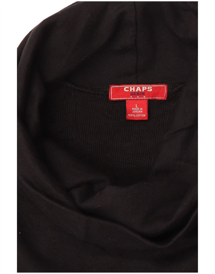 Suéter feminino Chaps com gola redonda e algodão preto grande UK 16