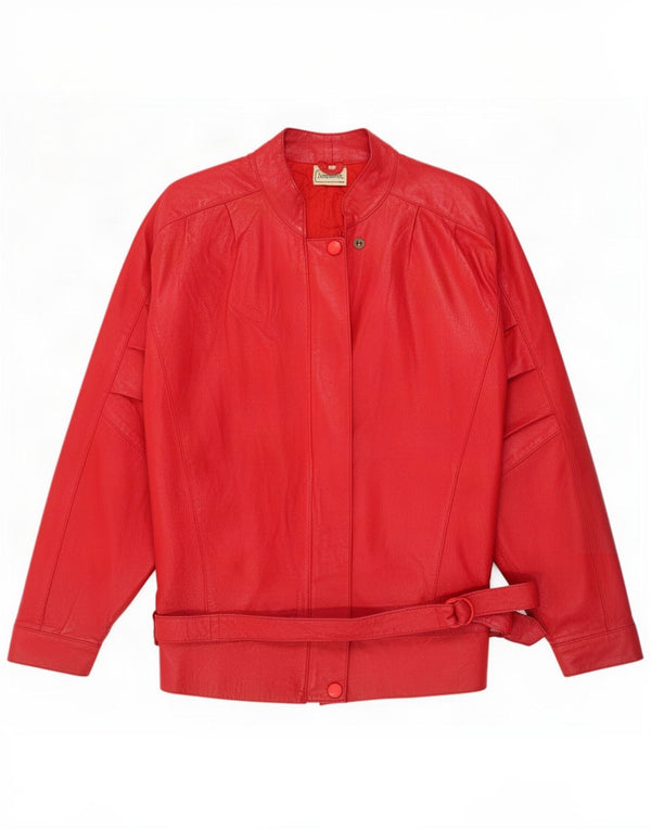 Jaqueta de couro feminina vintage UK 16 grande vermelha
