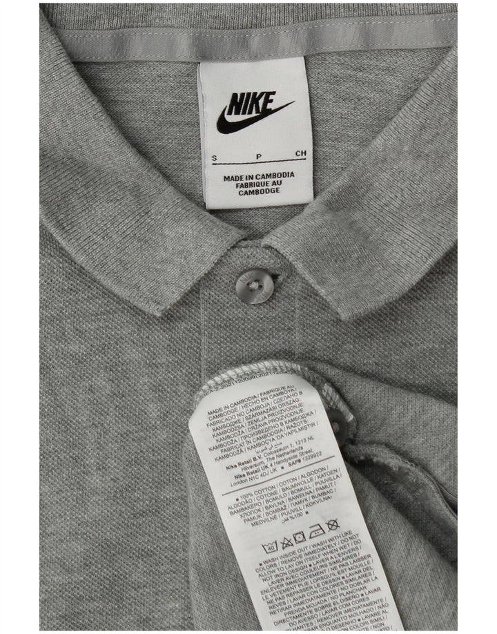 Camisa polo masculina NIKE pequena cinza algodão