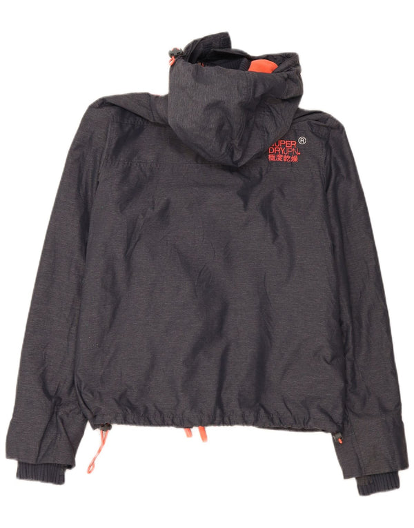 Jaqueta corta-vento feminina Superdry com capuz e blusão UK 16 grande cinza