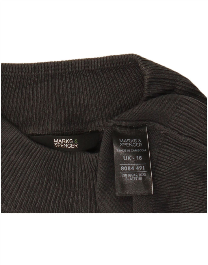 Suéter feminino Marks & Spencer com gola tartaruga Reino Unido 16 grande cinza acrílico
