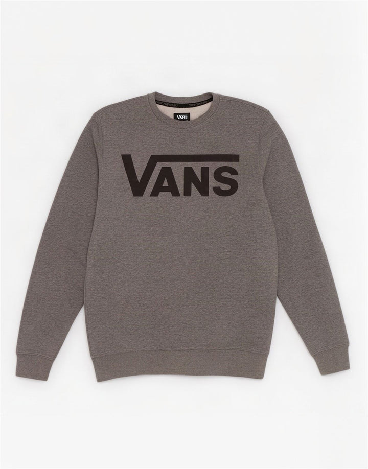 Vans Mens Graphic Moletom Jumper Pequeno Cinza Flecked Algodão
