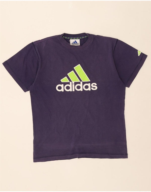 Adidas Mens Graphic T-Shirt Top UK 40/42 Médio Azul Marinho Algodão