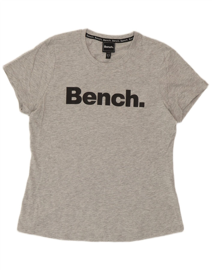 Camiseta feminina gráfica BENCH UK 16 grande algodão manchado cinza