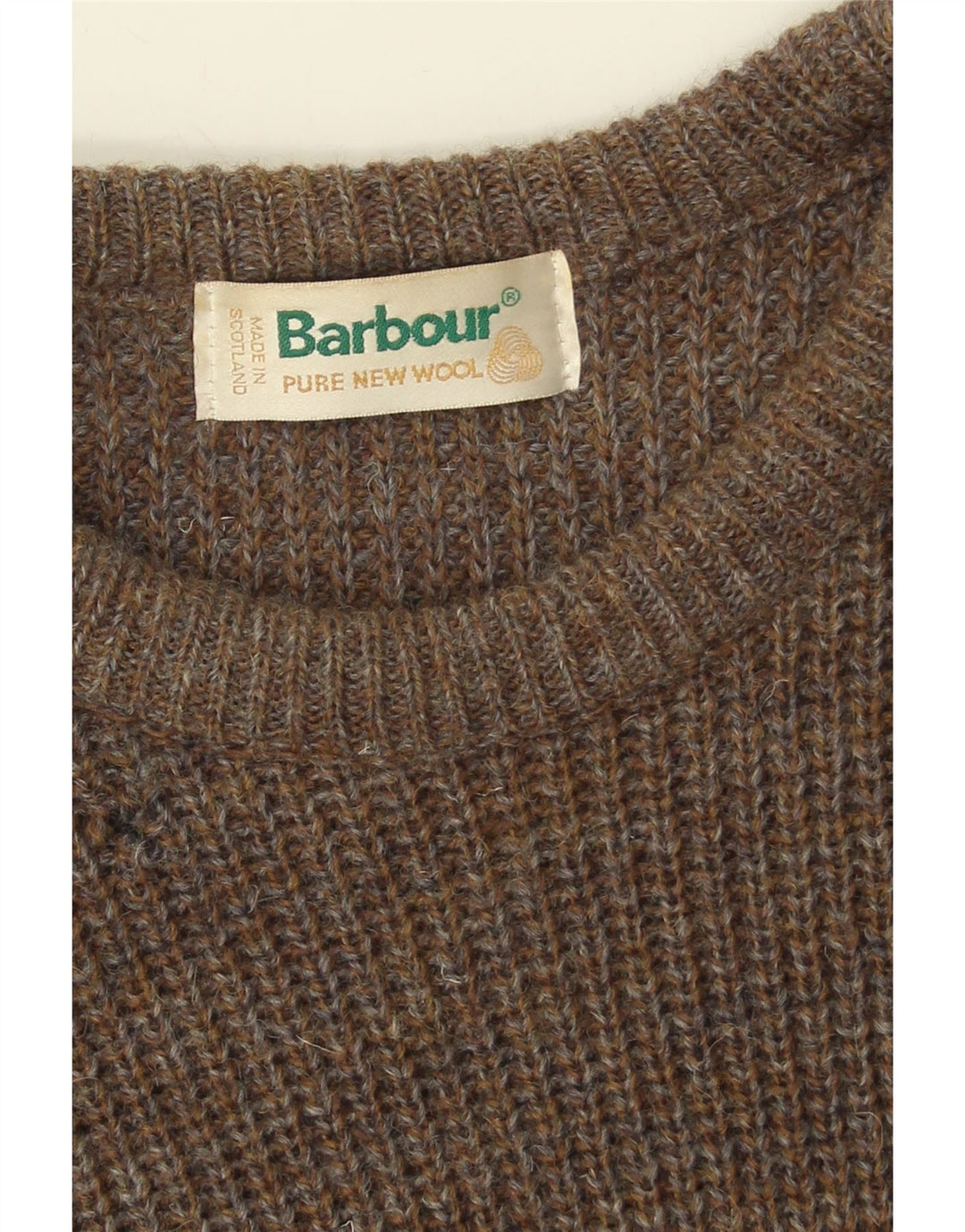 Suéter masculino BARBOUR com gola redonda, médio, cáqui, lã nova