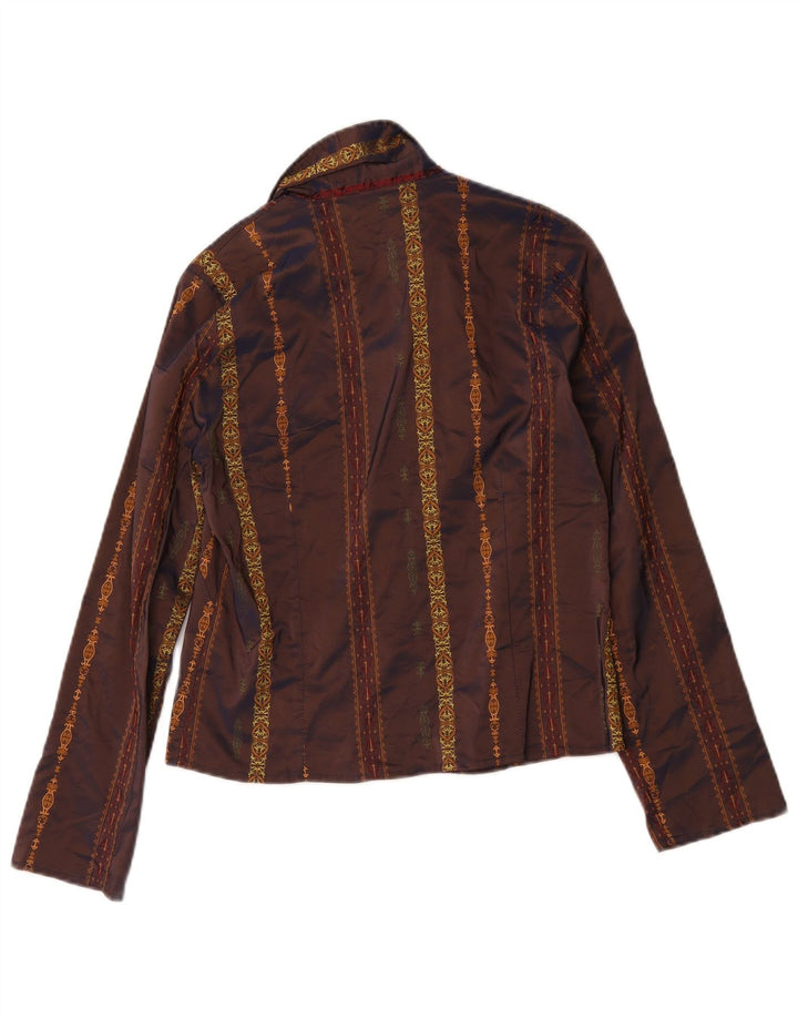 Blusa feminina vintage UK 12 Paisley marrom médio