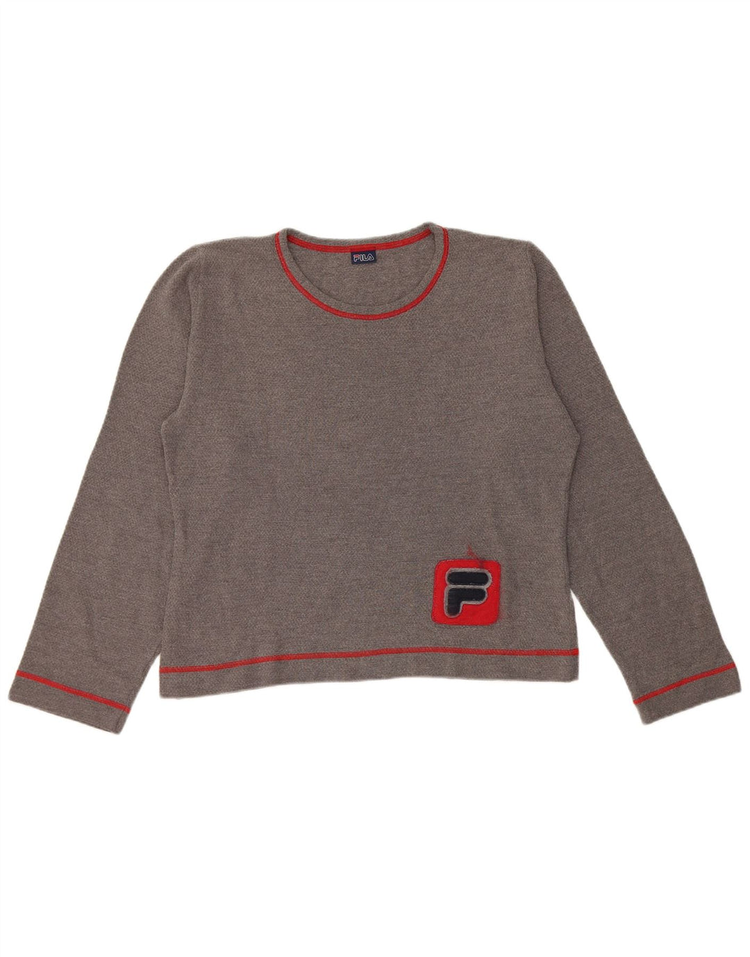 Fila Womens Crop Graphic Top Manga Longa Reino Unido 16 Grande Cinza