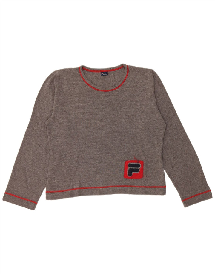 Fila Womens Crop Graphic Top Manga Longa Reino Unido 16 Grande Cinza