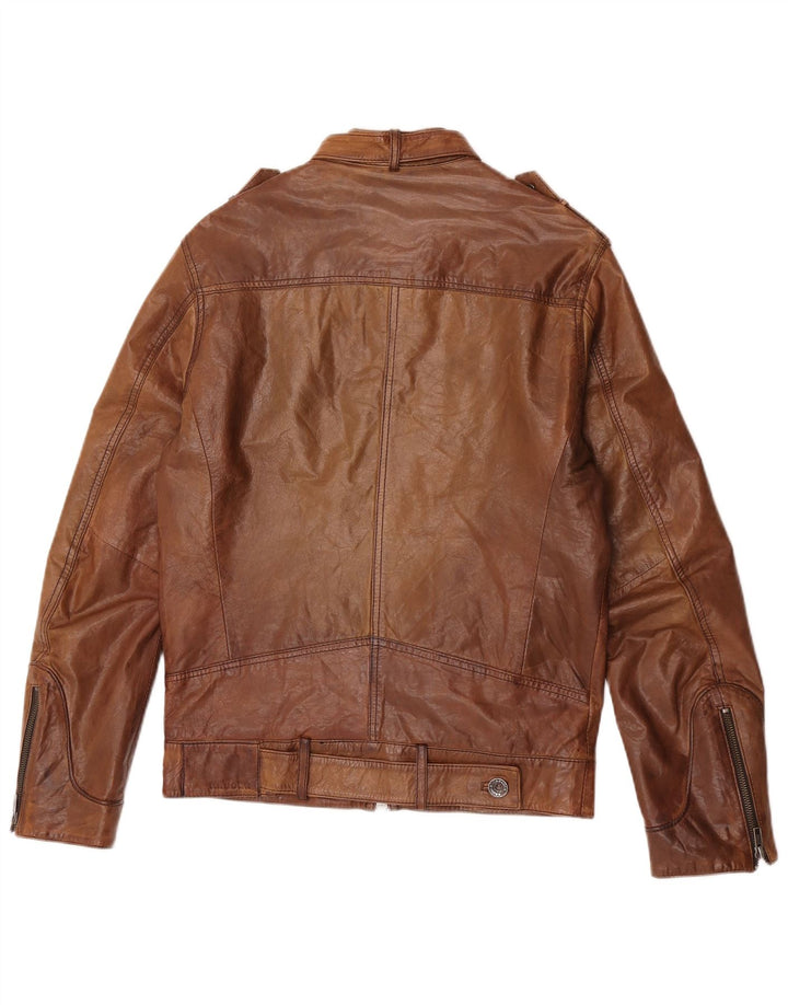 Jaqueta de couro masculina Kruder UK 36 pequena couro marrom