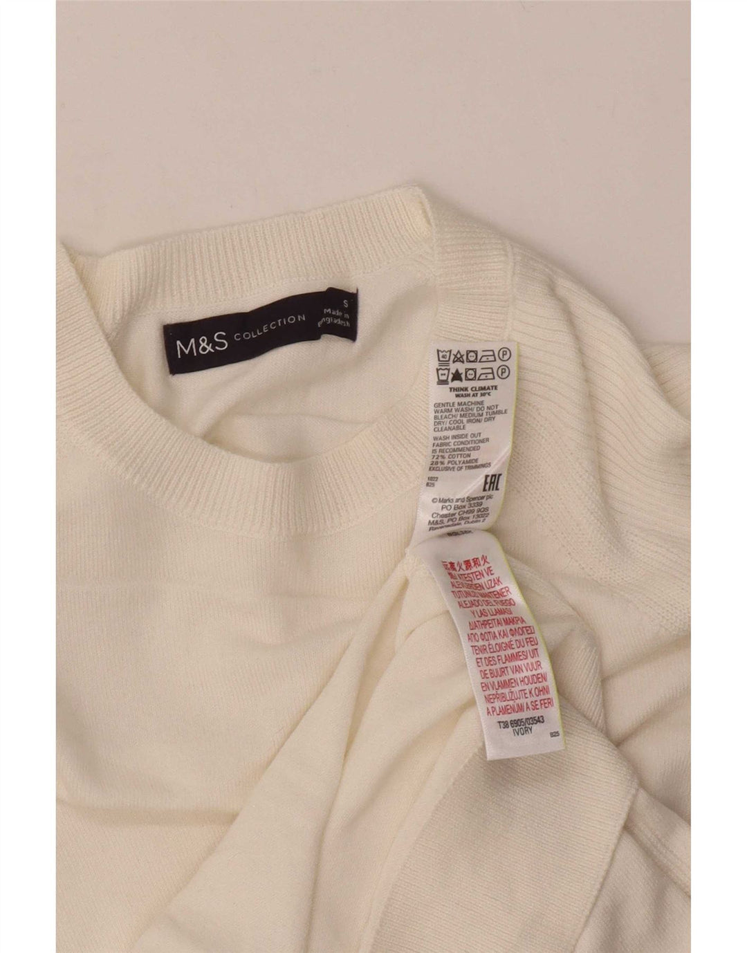Suéter feminino Marks & Spencer com gola canoa Reino Unido 10 pequeno branco