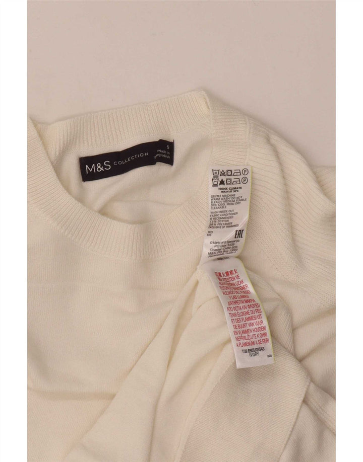 Suéter feminino Marks & Spencer com gola canoa Reino Unido 10 pequeno branco