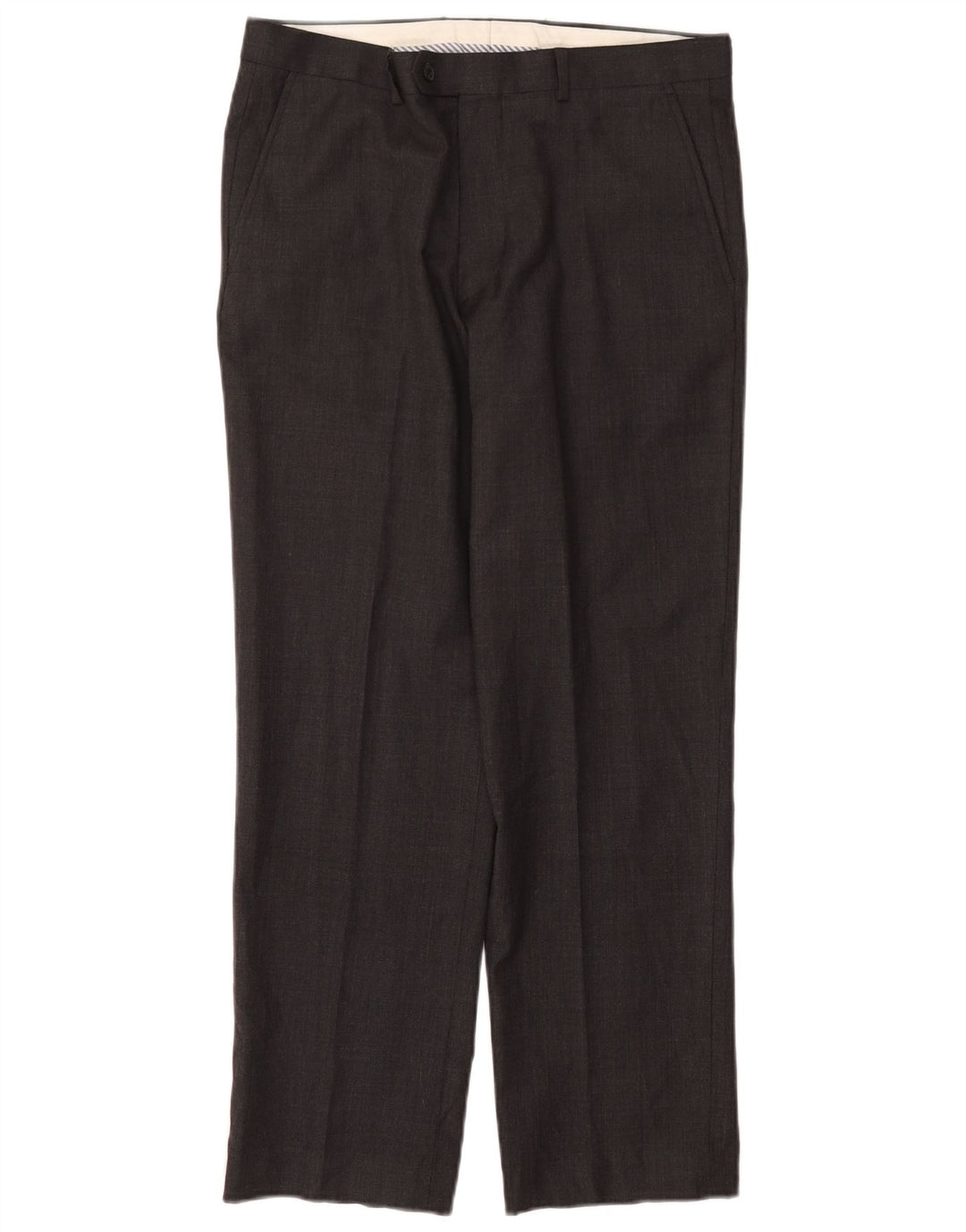 Calça masculina de terno reto John Lewis W34 L29 lã preta