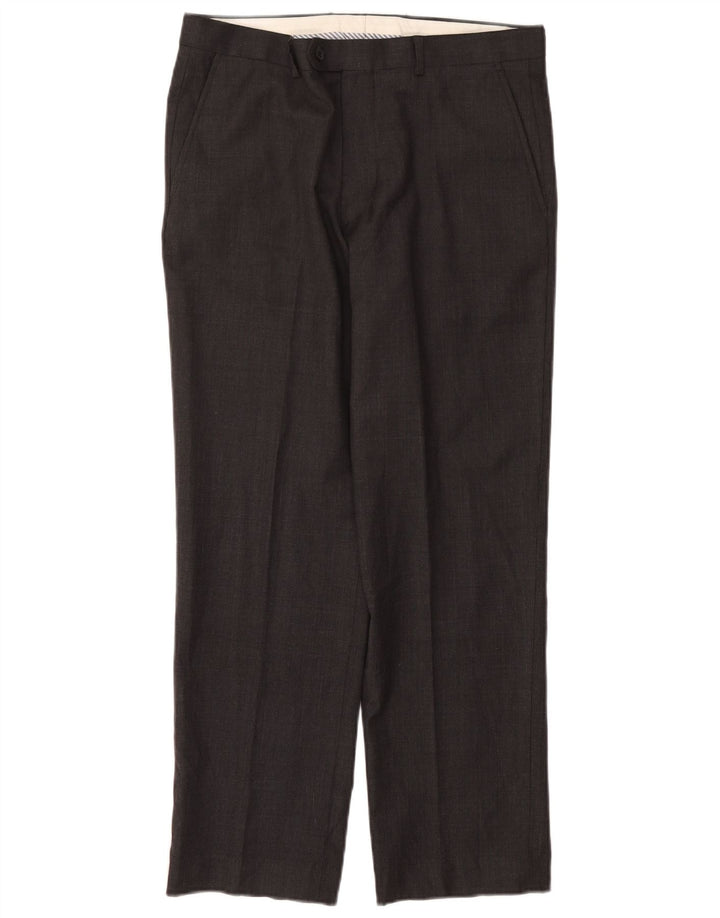 Calça masculina de terno reto John Lewis W34 L29 lã preta