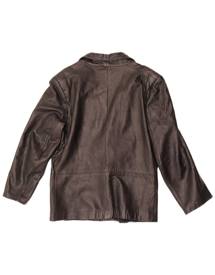 Jaqueta blazer de couro masculina vintage com 1 botão IT 46 couro preto pequeno
