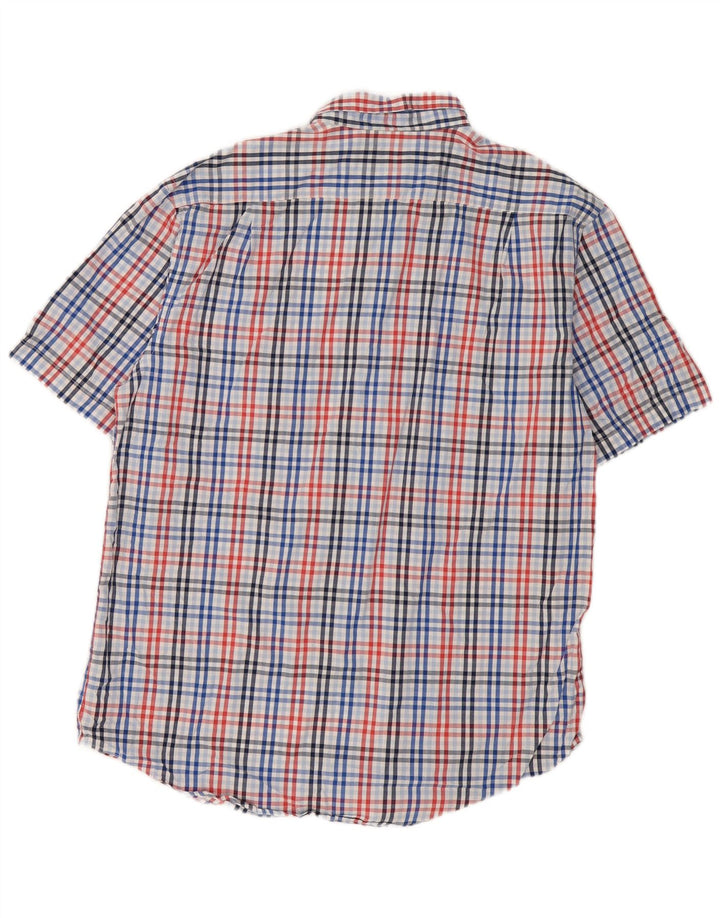 Camisa masculina Izod de manga curta grande algodão xadrez multicolorido