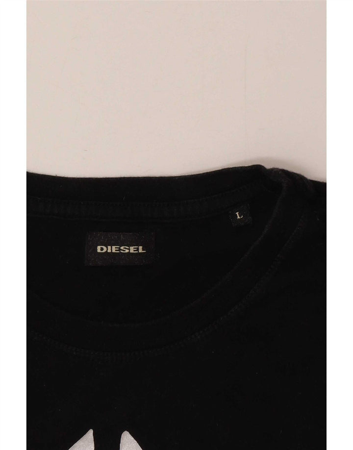 Diesel Camiseta Masculina Gráfica Top Grande Preto
