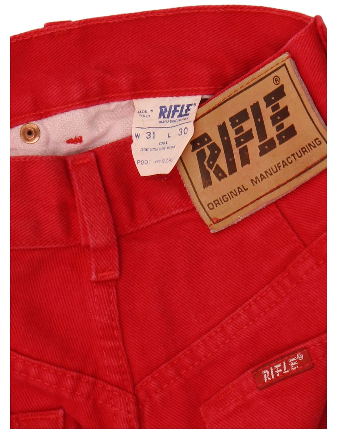 RIFLE Jeans Cônicos Femininos W31 L30 Algodão Vermelho