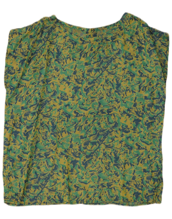 Blusa feminina vintage UK 18 XL verde floral
