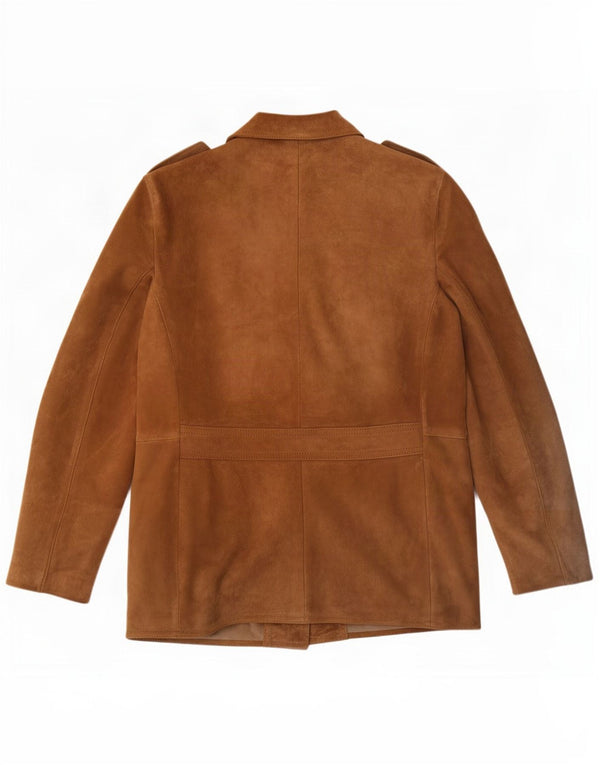 Jaqueta masculina vintage de camurça militar Reino Unido 38 couro bege médio