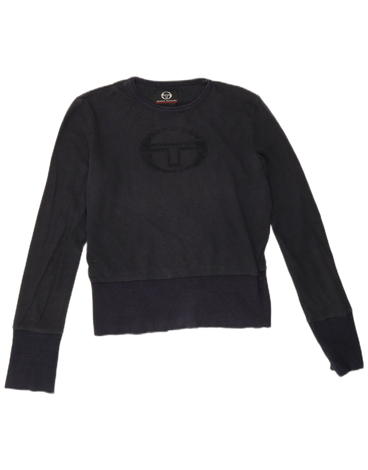 Sergio Tacchini Top gráfico feminino de manga comprida Reino Unido 12 médio azul marinho