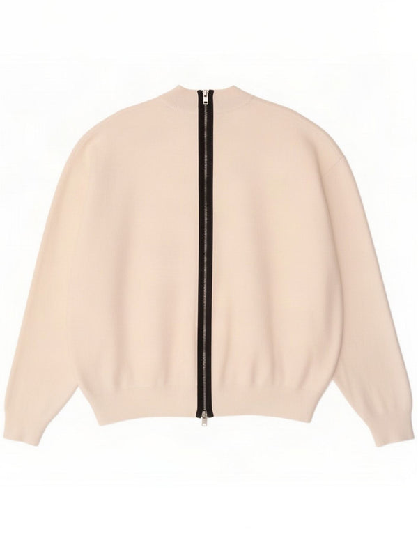 Suéter cardigã feminino grande da Zara Reino Unido 14 viscose branca média