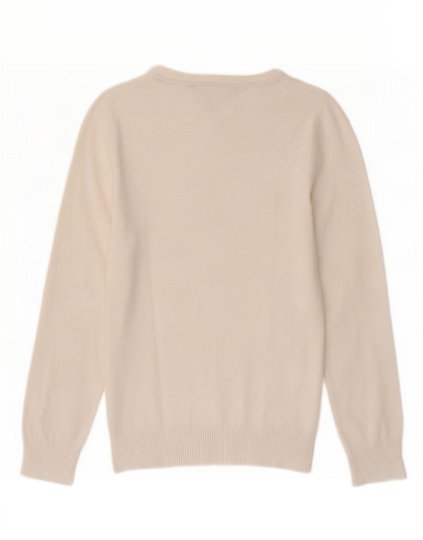 Suéter feminino Tommy Hilfiger com gola canoa e branco médio