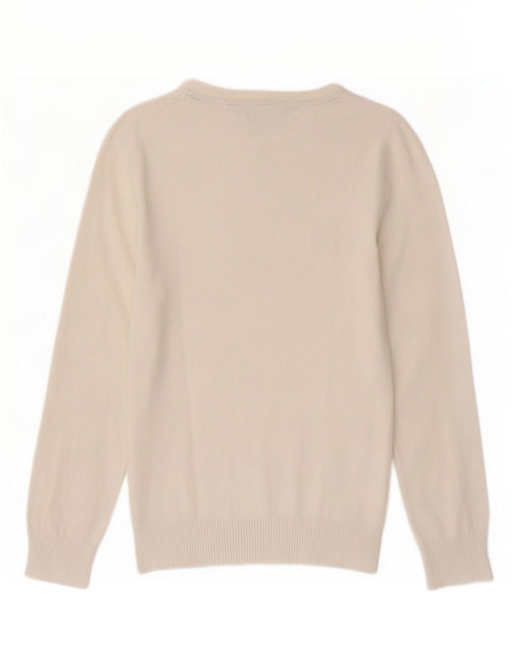 Suéter feminino Tommy Hilfiger com gola canoa e branco médio