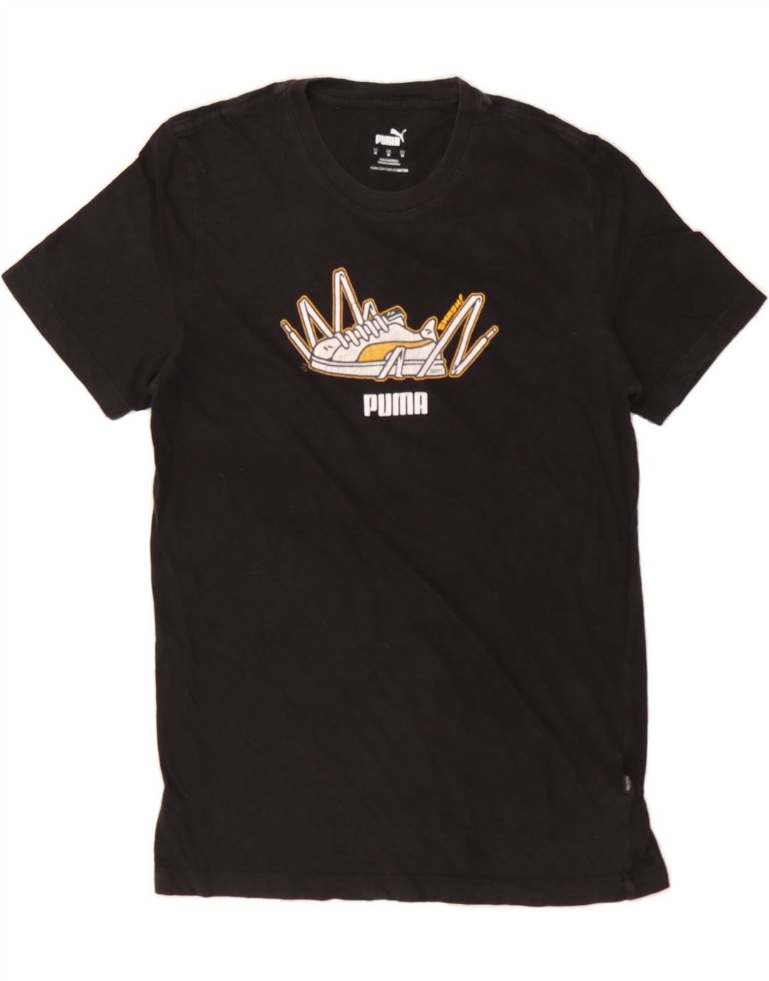 PUMA Mens Graphic T-Shirt Top Medium Black Cotton Vintage Puma and Second-Hand Puma from Messina Hembry 