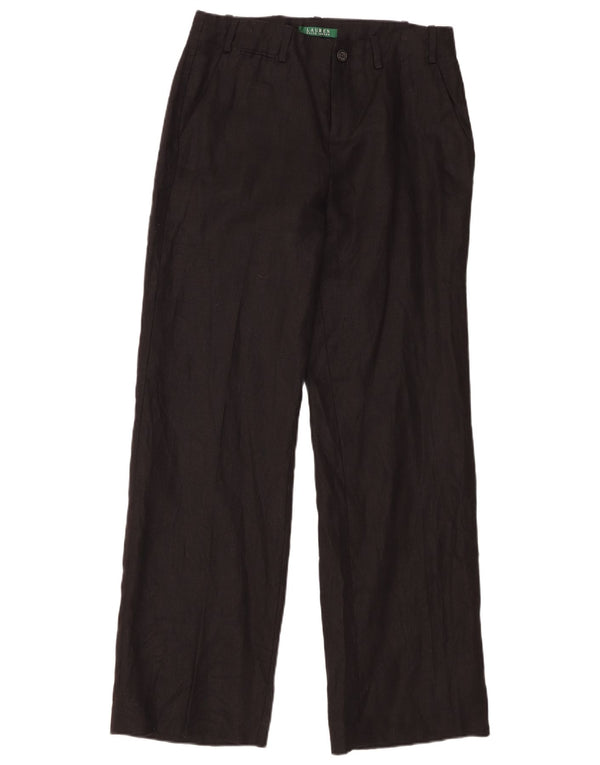 Ralph Lauren Calça Chino Feminina de Perna Larga EUA 4 Pequeno W32 L33 Linho Preto