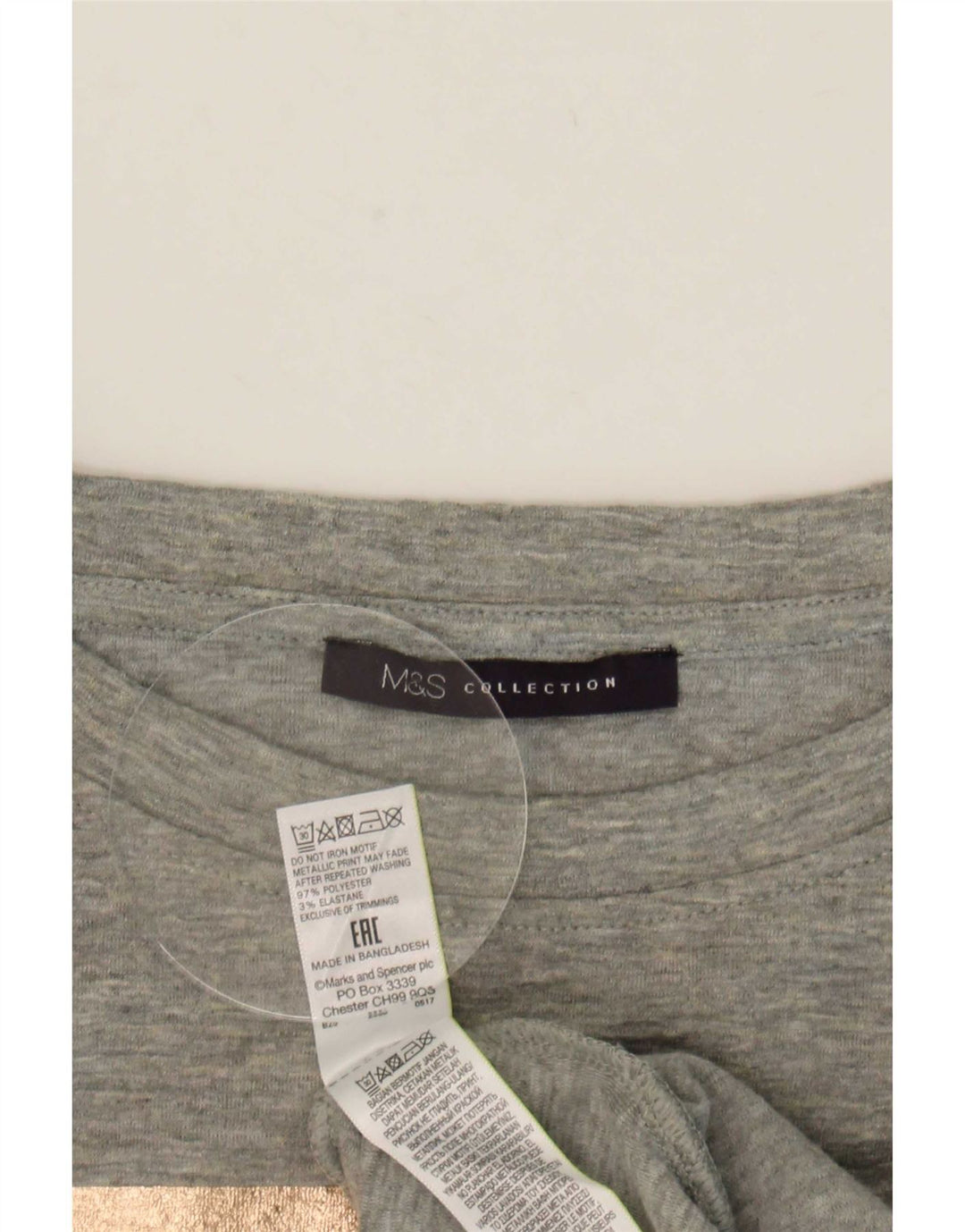 Top gráfico feminino Marks & Spencer manga comprida Reino Unido 16 bloco colorido cinza grande