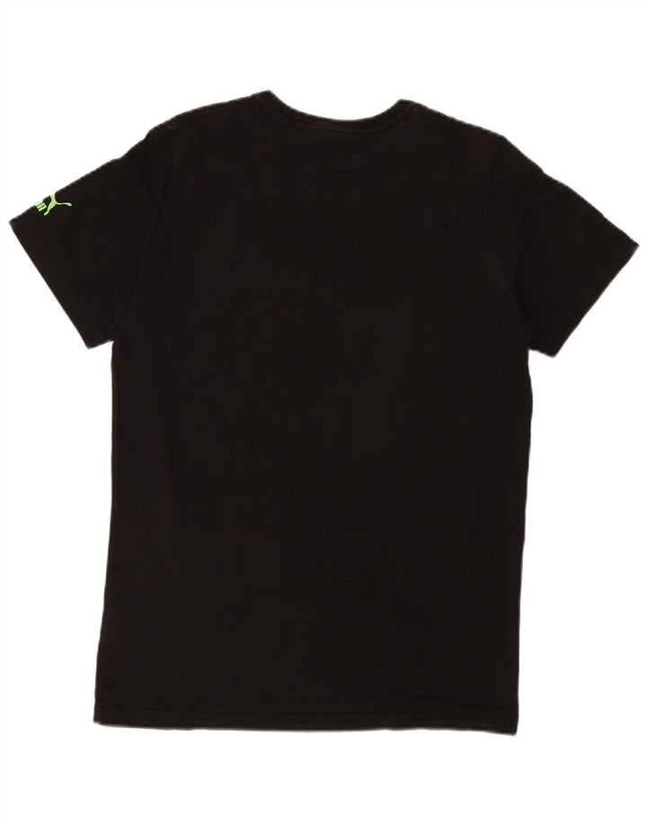 Puma Mens Graphic T-Shirt Top Pequeno Algodão Preto