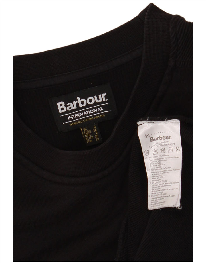 Jumper de moletom feminino grande BARBOUR Reino Unido 8 pequeno algodão preto