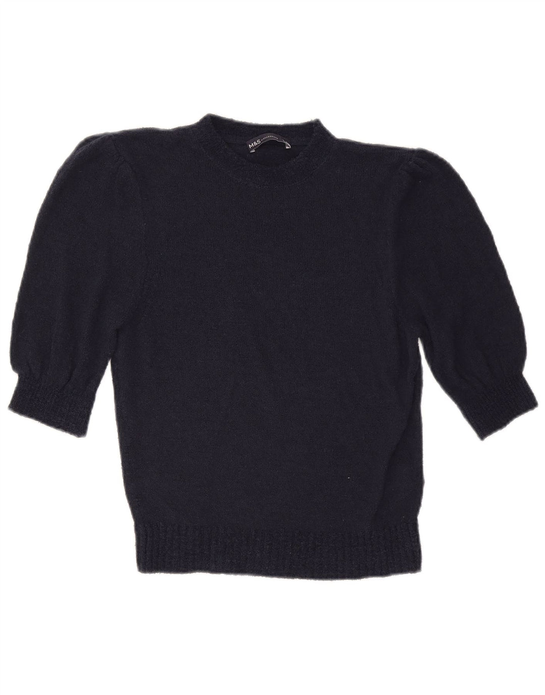 Suéter feminino Marks & Spencer com gola redonda Reino Unido 12 médio azul marinho