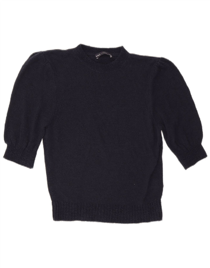 Suéter feminino Marks & Spencer com gola redonda Reino Unido 12 médio azul marinho
