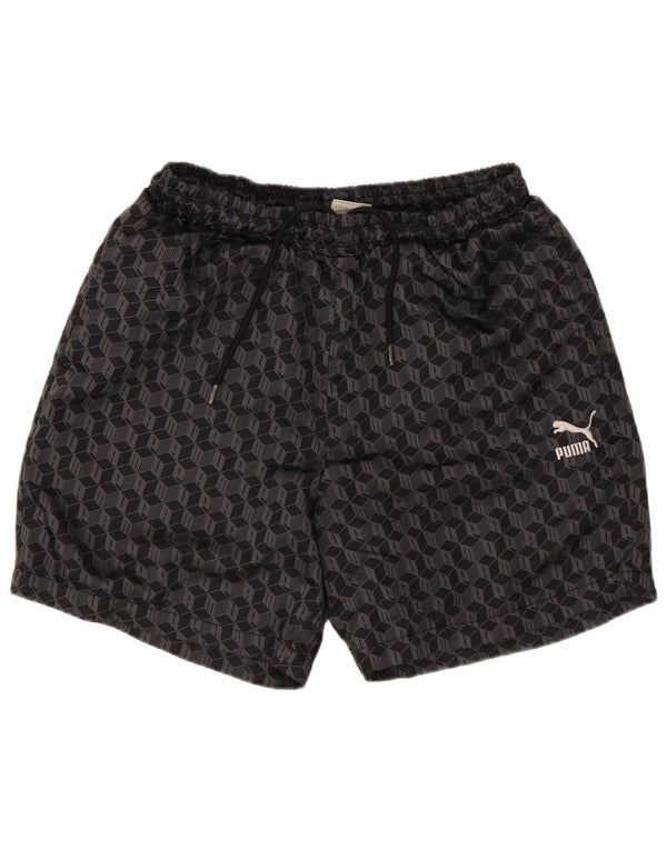 Shorts de natação masculinos Puma pequeno poliéster geométrico preto