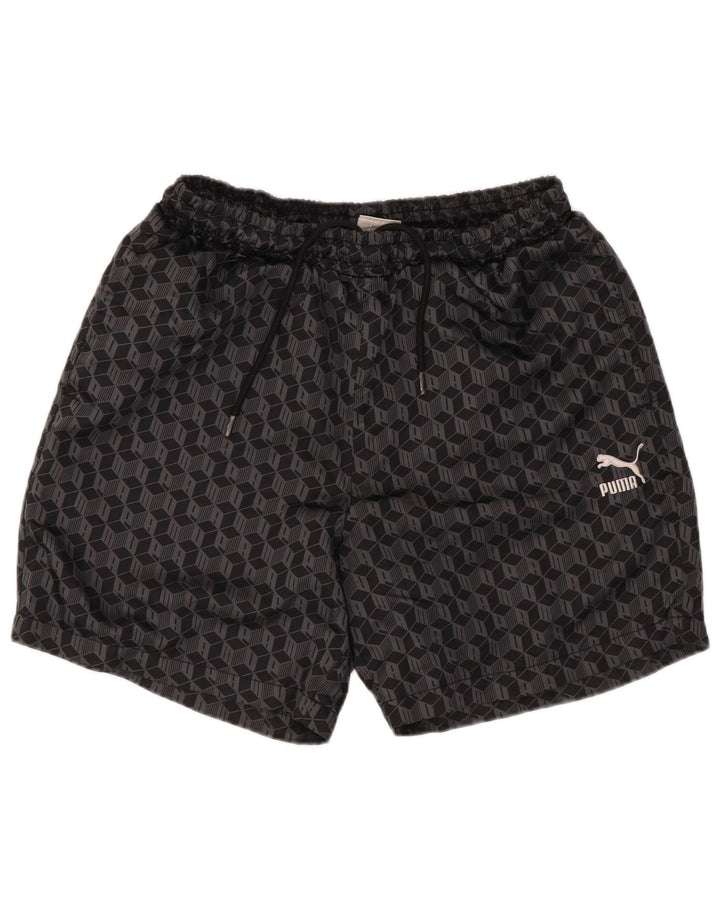 Shorts de natação masculinos Puma pequeno poliéster geométrico preto