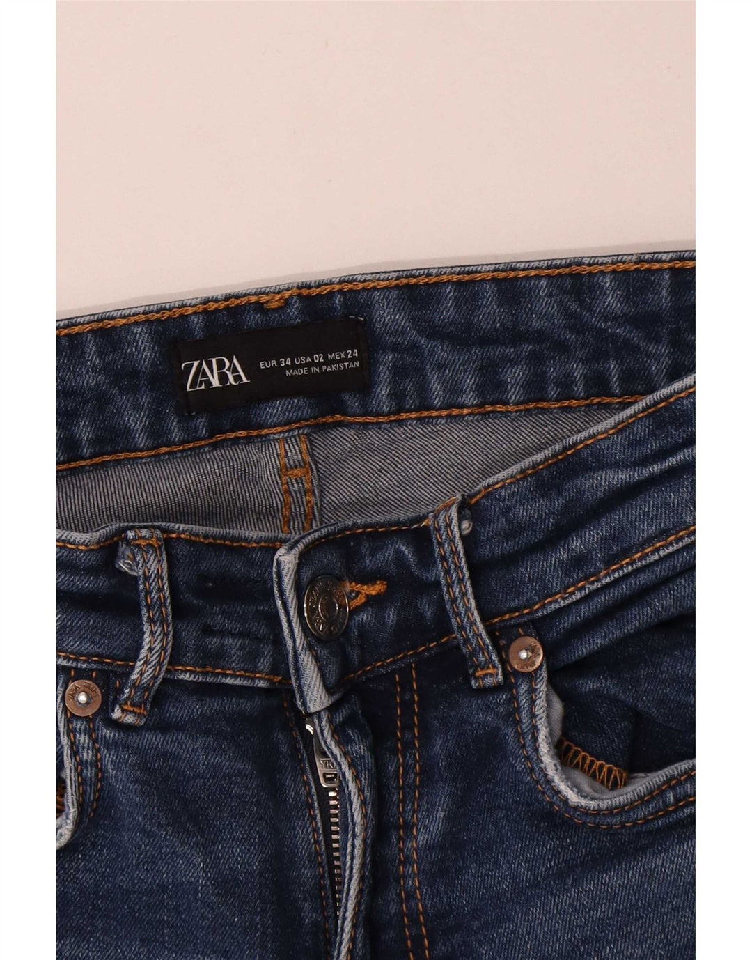 Zara Calça Jeans Feminina Crop Flared EU 34 2XS W24 L25 Azul