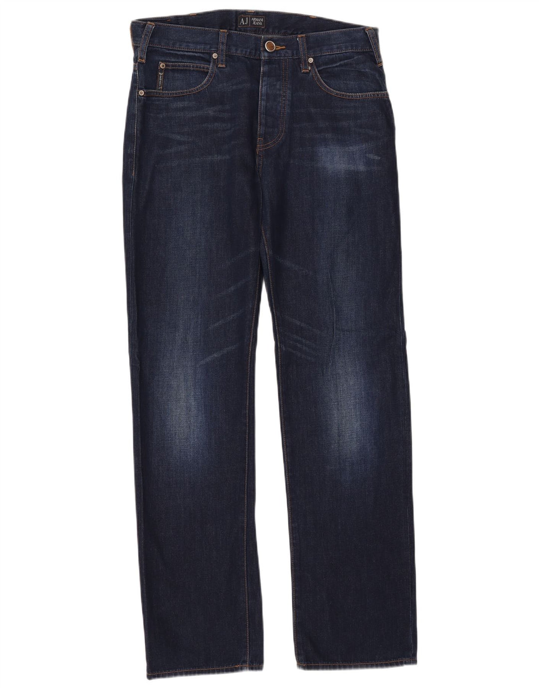 ARMANI Mens Straight Jeans W32 L32 Azul Marinho Algodão