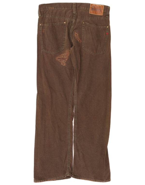 Replay Calça masculina reta casual desgastada W33 L32 algodão marrom