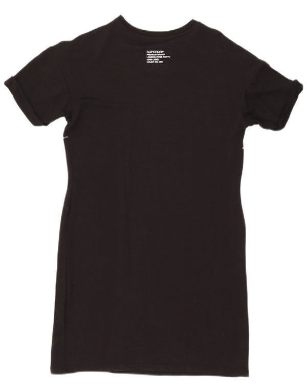 Vestido feminino Superdry com estampa gráfica UK 8 pequeno preto viscose