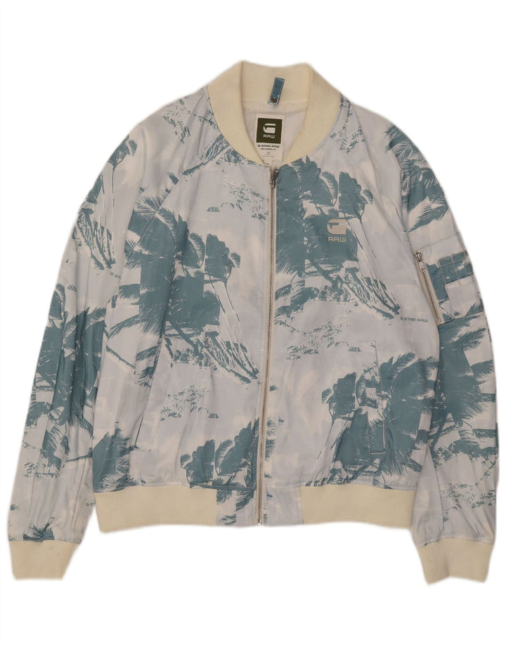Jaqueta bomber gráfica masculina G-Star UK 44 2XL poliéster floral azul