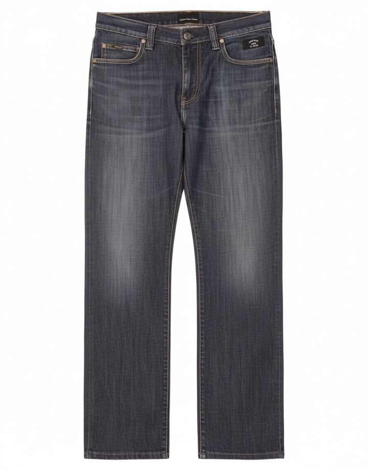 Calça jeans reta feminina Calvin Klein W30 L30 algodão azul