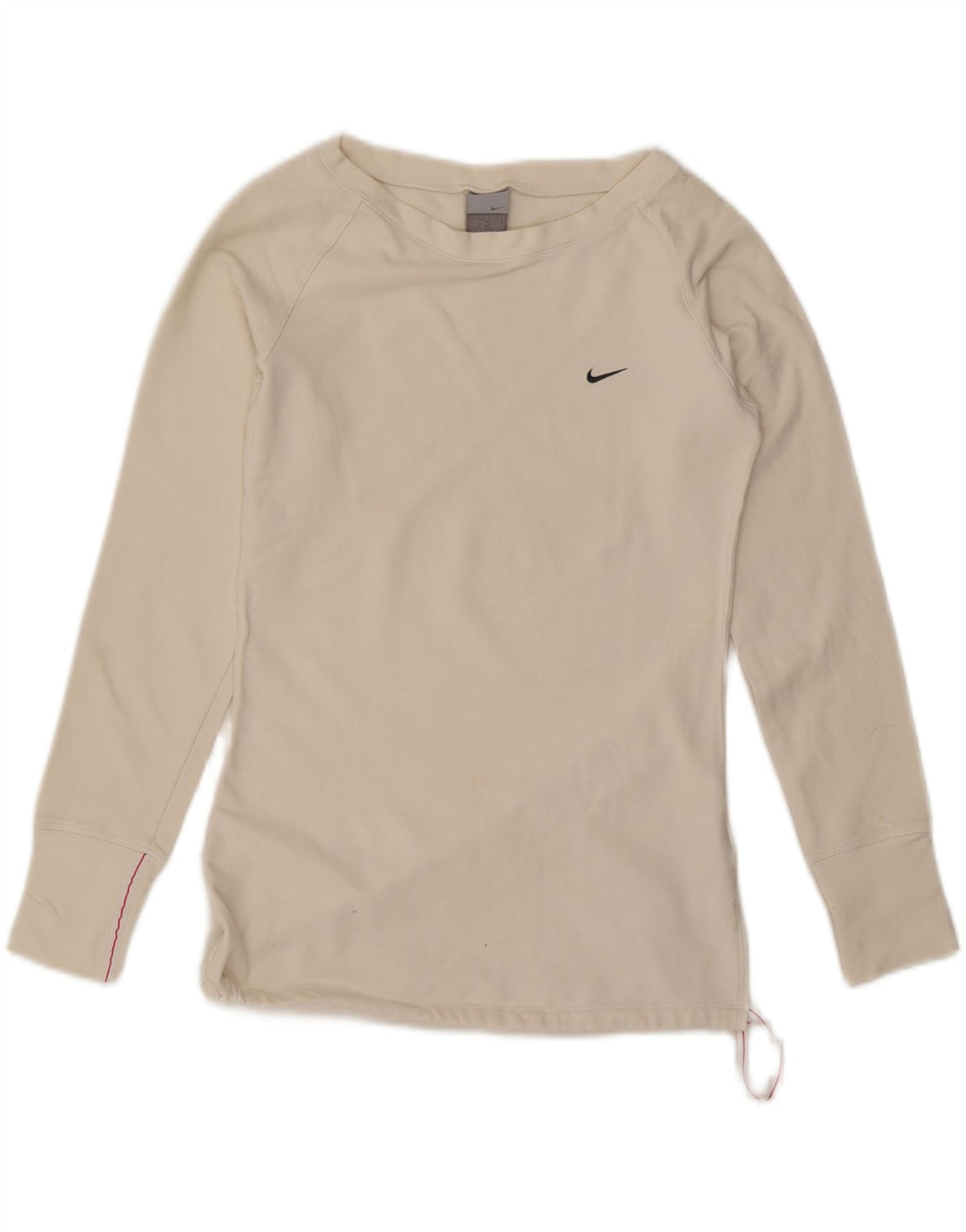 Top feminino Nike manga comprida UK 10/12 médio algodão branco