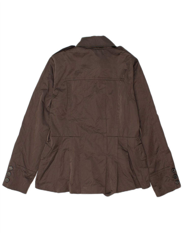 Zara Womens Pea Coat UK 14 Poliéster Marrom Médio