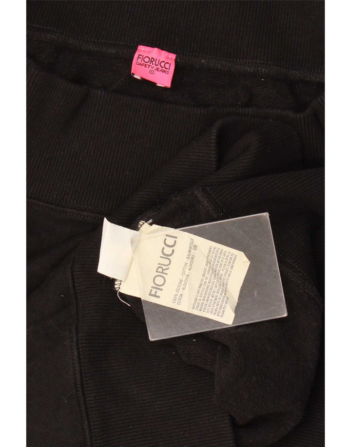 Suéter gráfico feminino Fiorucci Reino Unido 10 pequeno algodão preto
