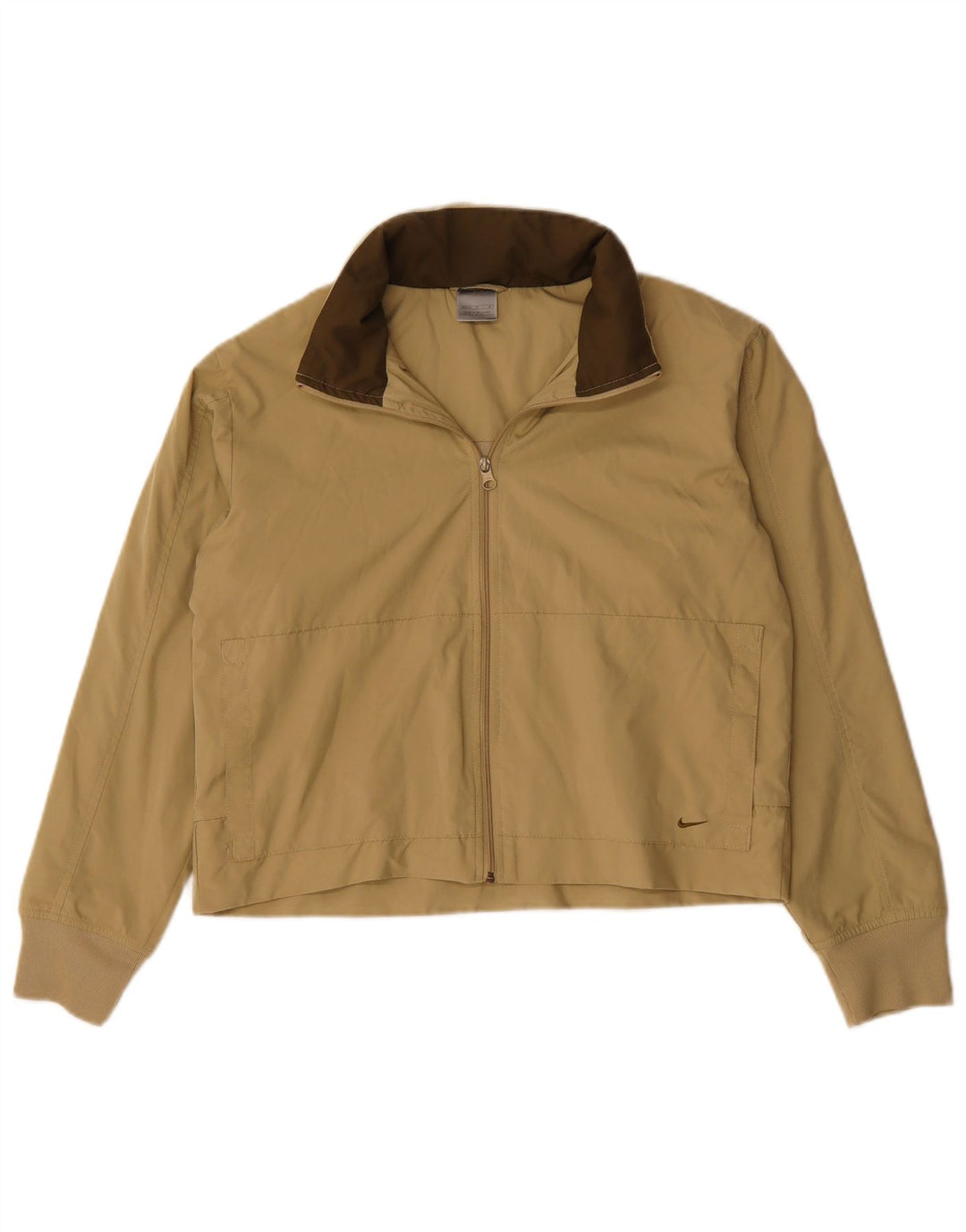 NIKE Womens Crop Hooded Tracksuit Top Jacket EUA 8/10 Médio Bege