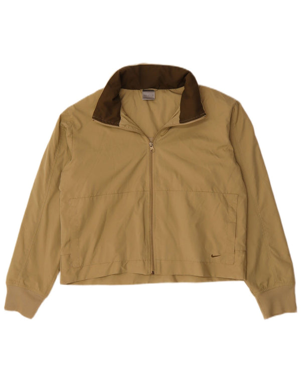 NIKE Womens Crop Hooded Tracksuit Top Jacket EUA 8/10 Médio Bege