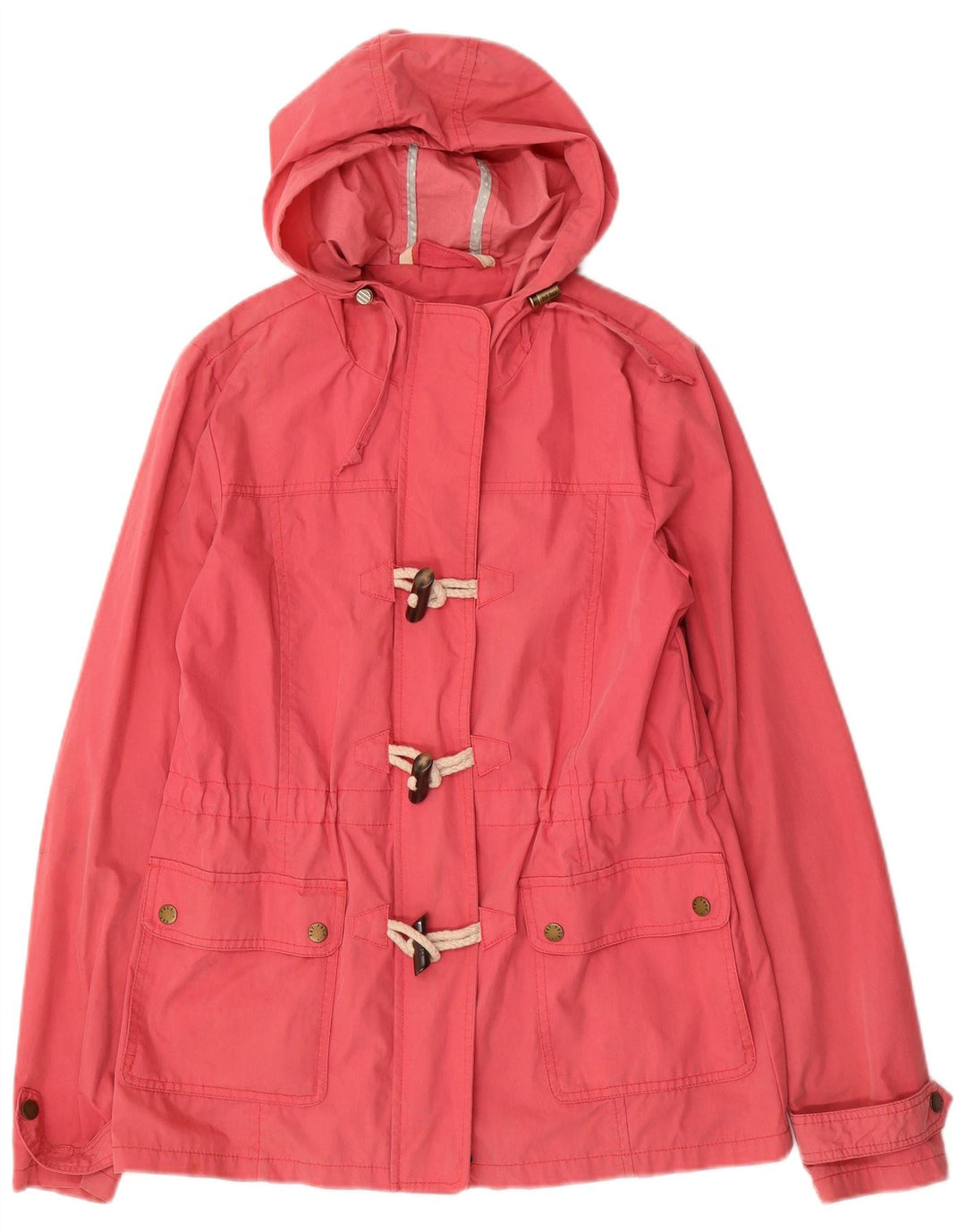 Jaqueta de Duffle com capuz para mulheres Fat Face UK 10 algodão rosa pequeno