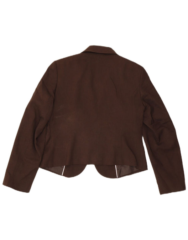 Jaqueta blazer feminina Marks & Spencer com 1 botão Reino Unido 14 poliéster marrom médio