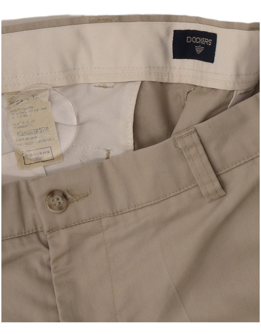 Calças Dockers Mens Straight Chino W34 L30 Poliéster Bege